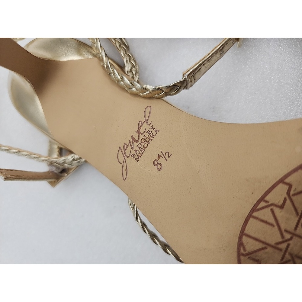 Jewel BADGLEY MISCHKA Ankle Wrap Strap Light Gold Low Heels Size 8.5 - Picture 8 of 8